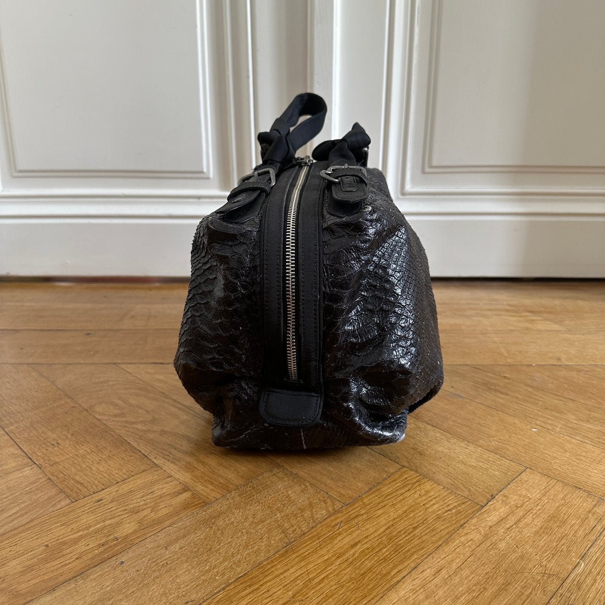 Dries Van Noten Black Snakeskin Hand Bag