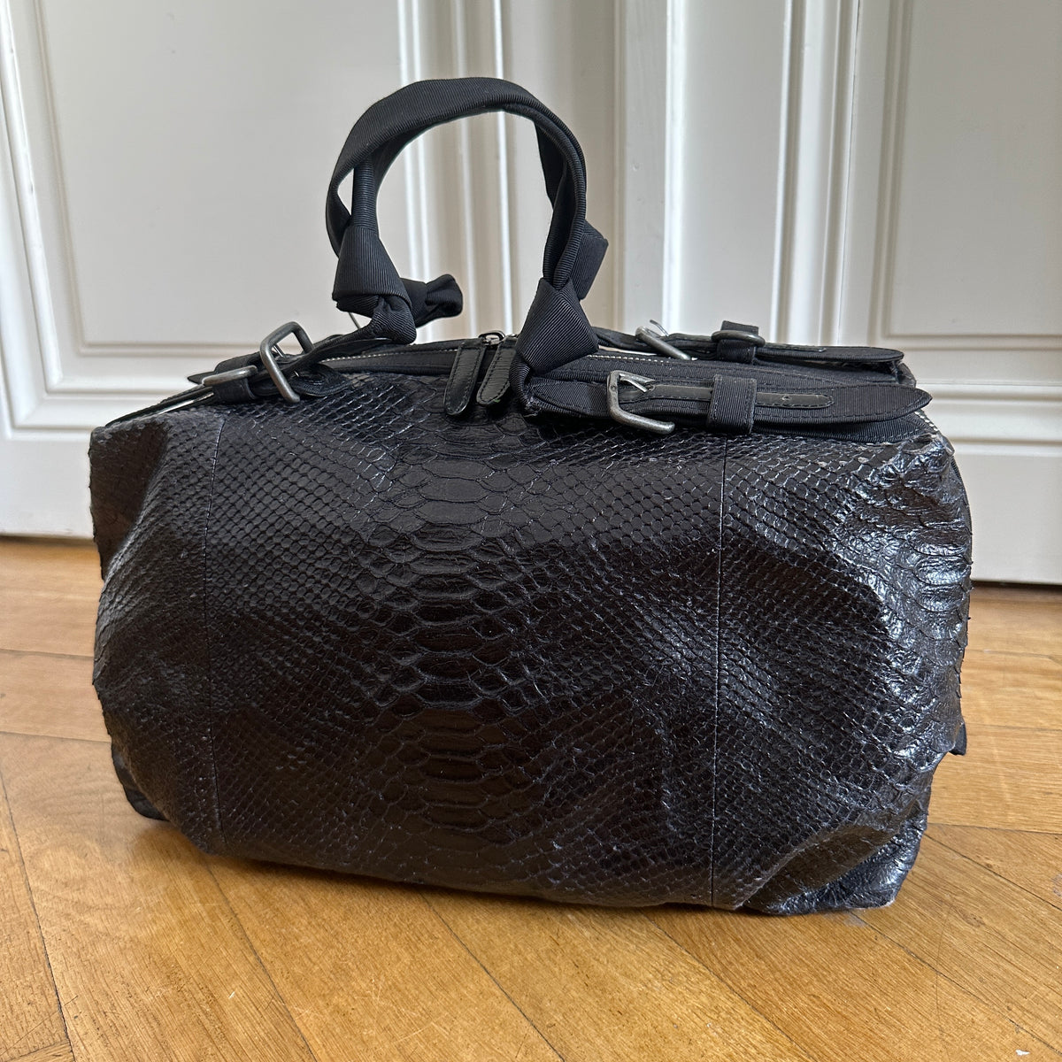 Dries Van Noten Black Snakeskin Hand Bag