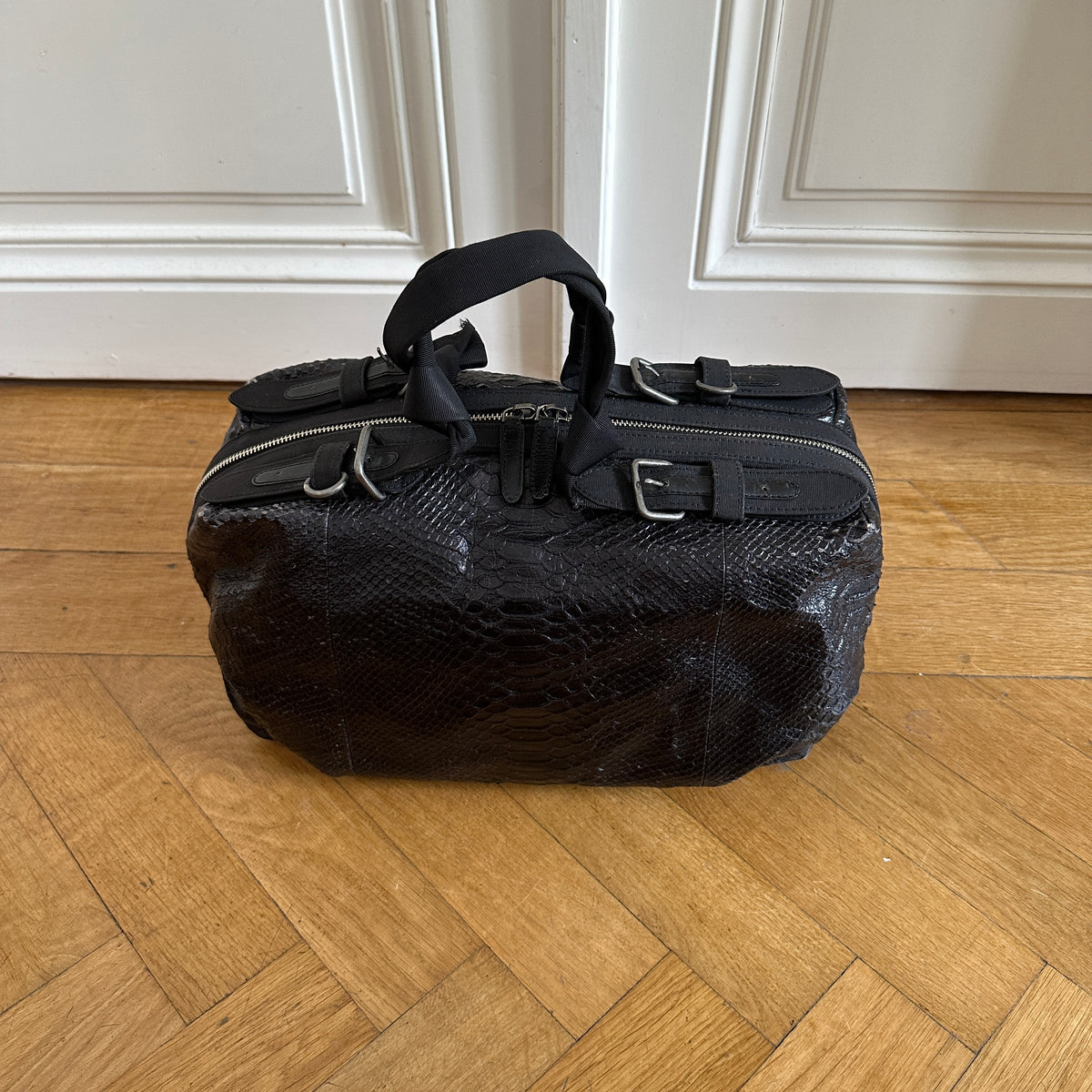 Dries Van Noten Black Snakeskin Hand Bag