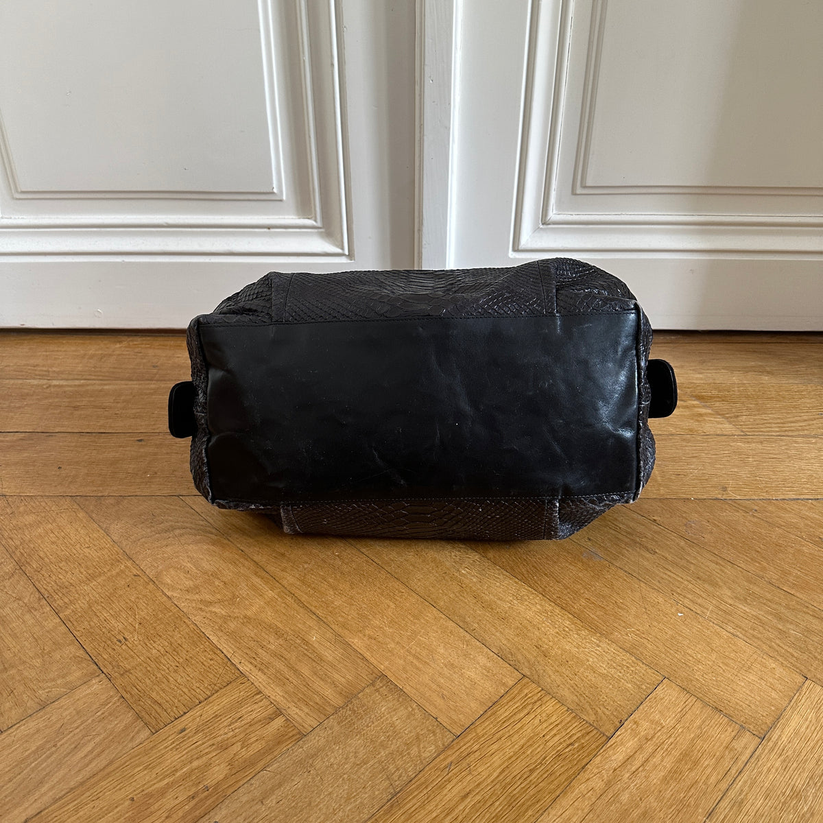 Dries Van Noten Black Snakeskin Hand Bag