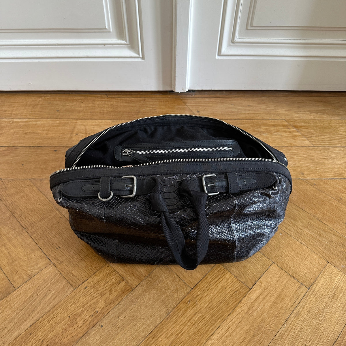 Dries Van Noten Black Snakeskin Hand Bag