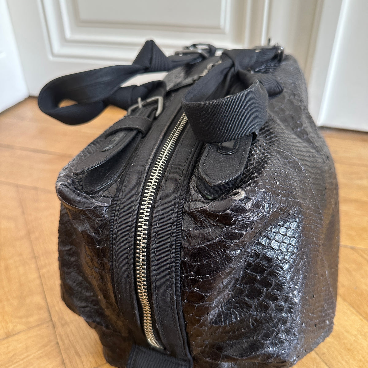 Dries Van Noten Black Snakeskin Hand Bag