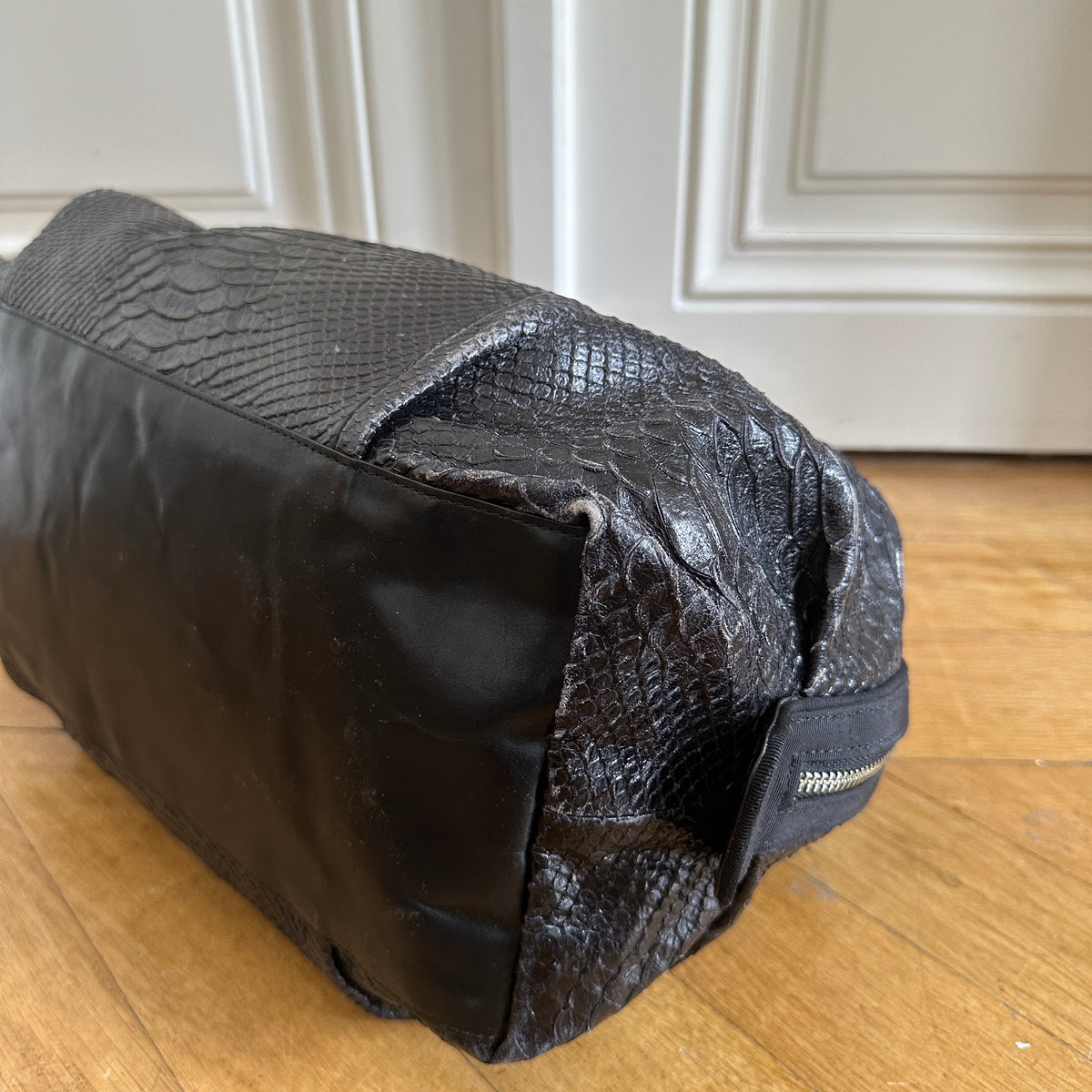 Dries Van Noten Black Snakeskin Hand Bag