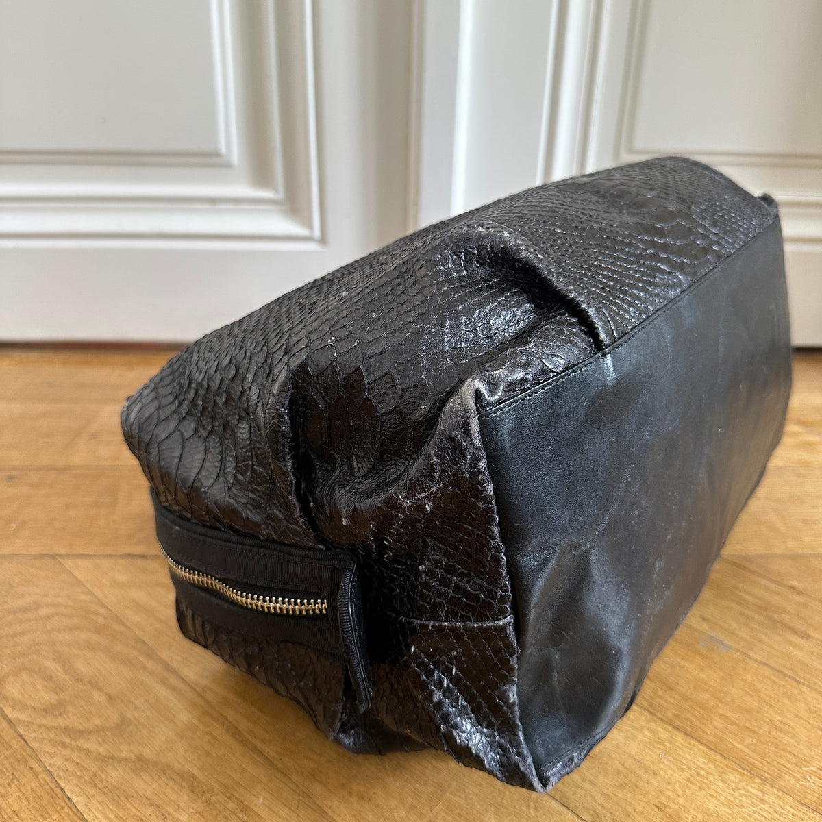 Dries Van Noten Black Snakeskin Hand Bag