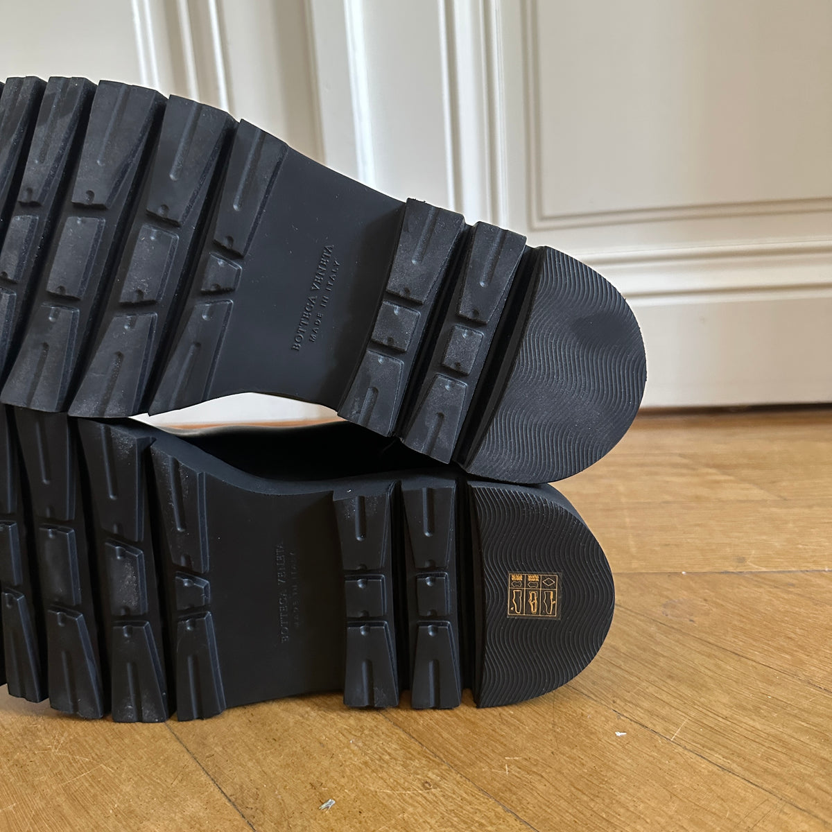 Bottega Veneta Black Leather Lug Boots