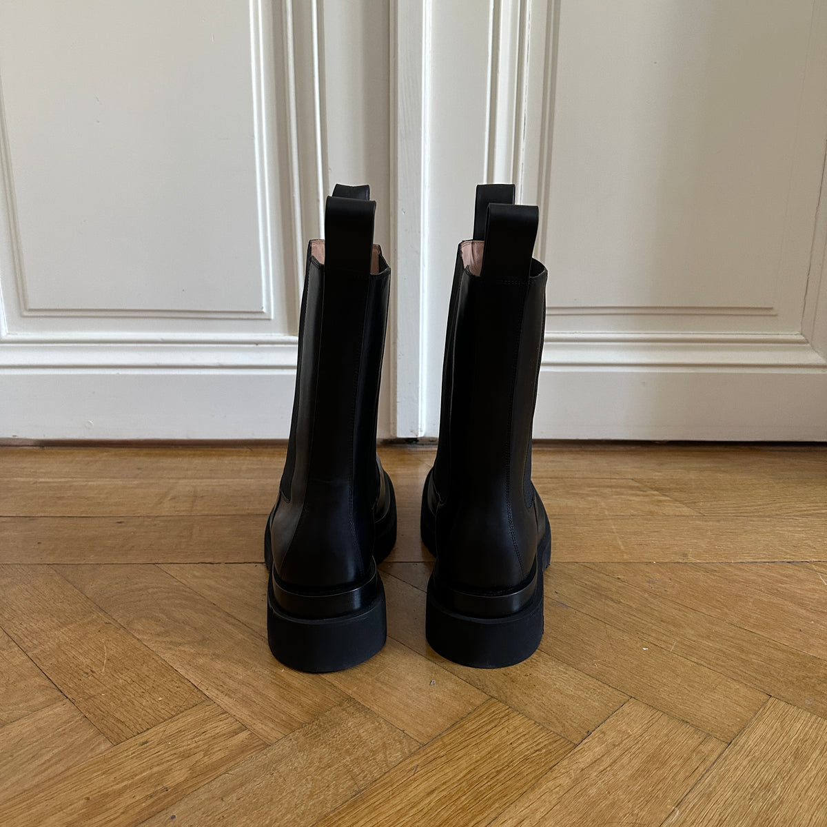 Bottega Veneta Black Leather Lug Boots