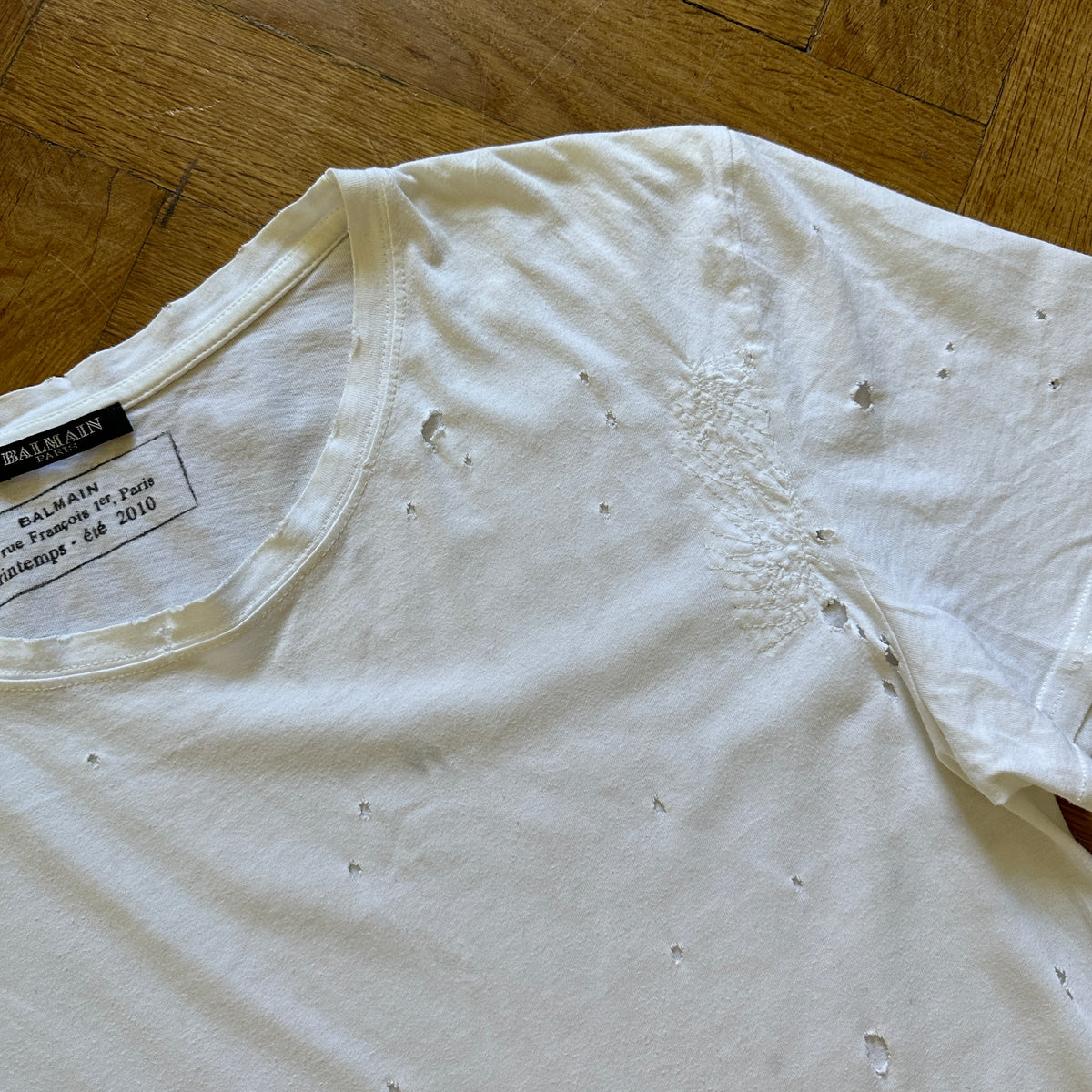 Balmain SS10 by Christophe Decarnin Distressed T-Shirt