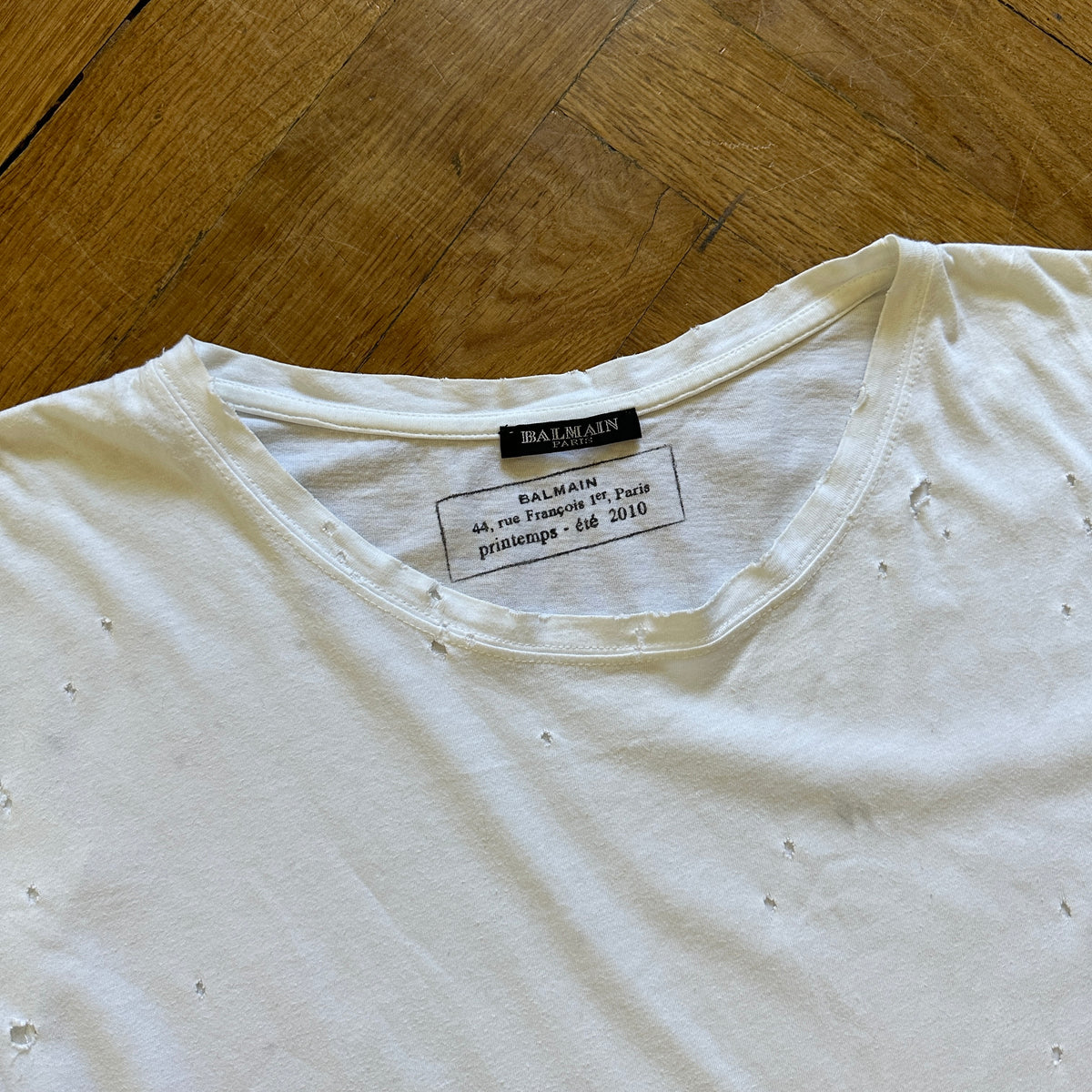 Balmain SS10 by Christophe Decarnin Distressed T-Shirt