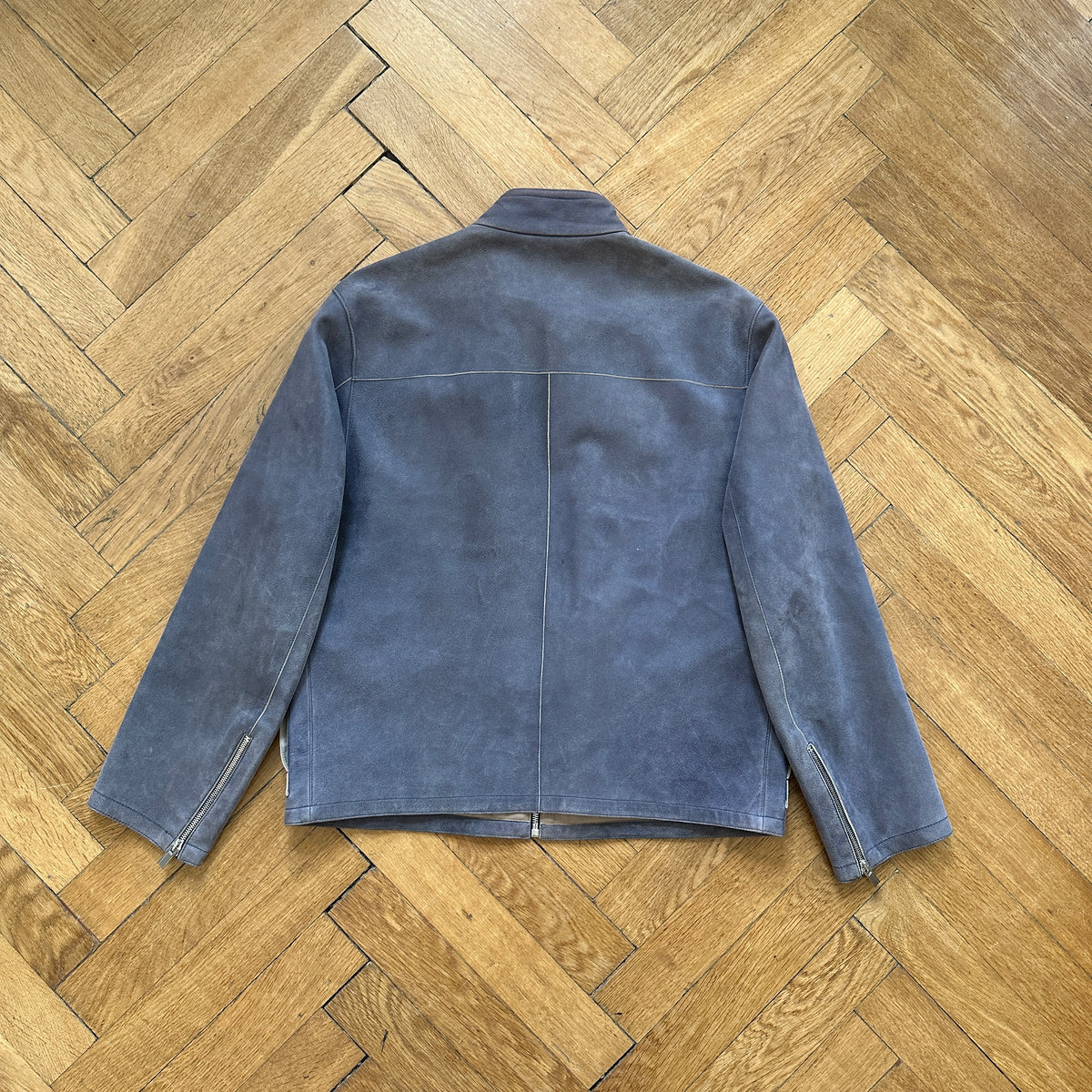 Hermès grey Suede bluson with hints of blue