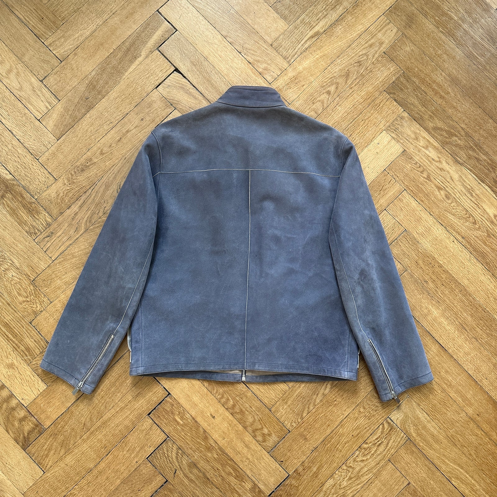 Hermès grey Suede bluson with hints of blue