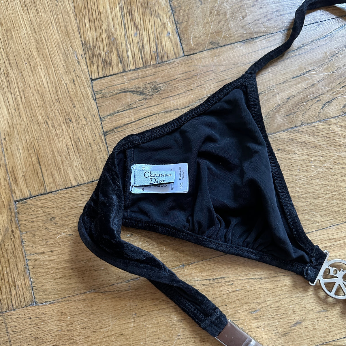 Christian Dior by John Galliano SS05 Peace Logo Hardware Velvet Bikini