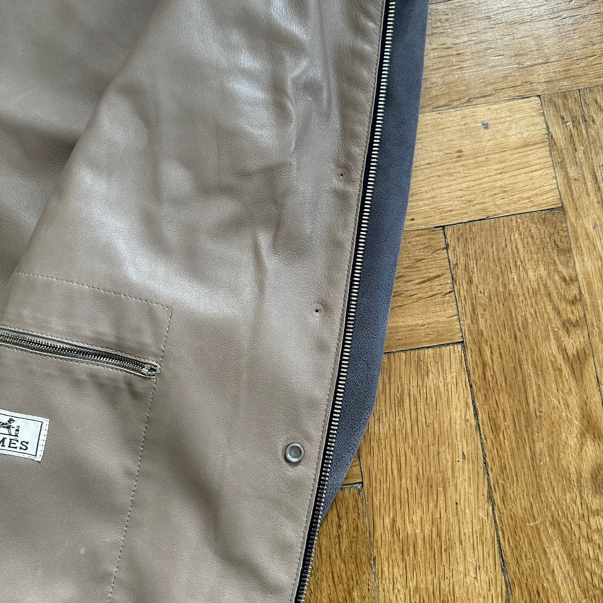 Hermès grey Suede bluson with hints of blue