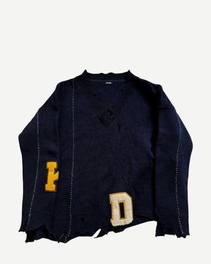 Raf Simons AW16 Oversized Destroyed Varisty Knit Sweater