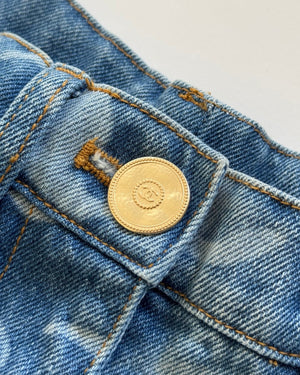 Chanel Pre SS24 Sequined Logomania Bleached Washed Wide Denim