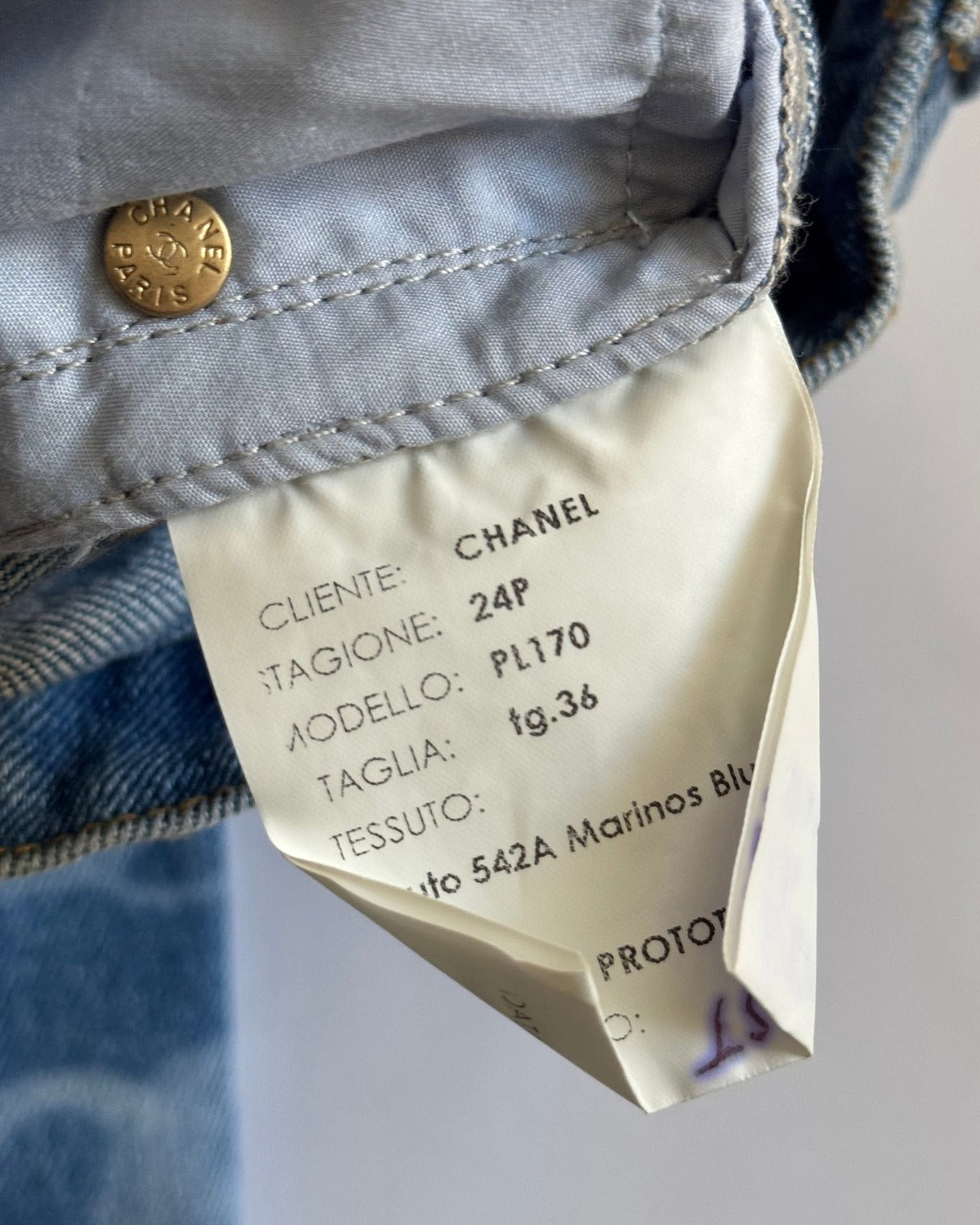 Chanel Pre SS24 Sequined Logomania Bleached Washed Wide Denim