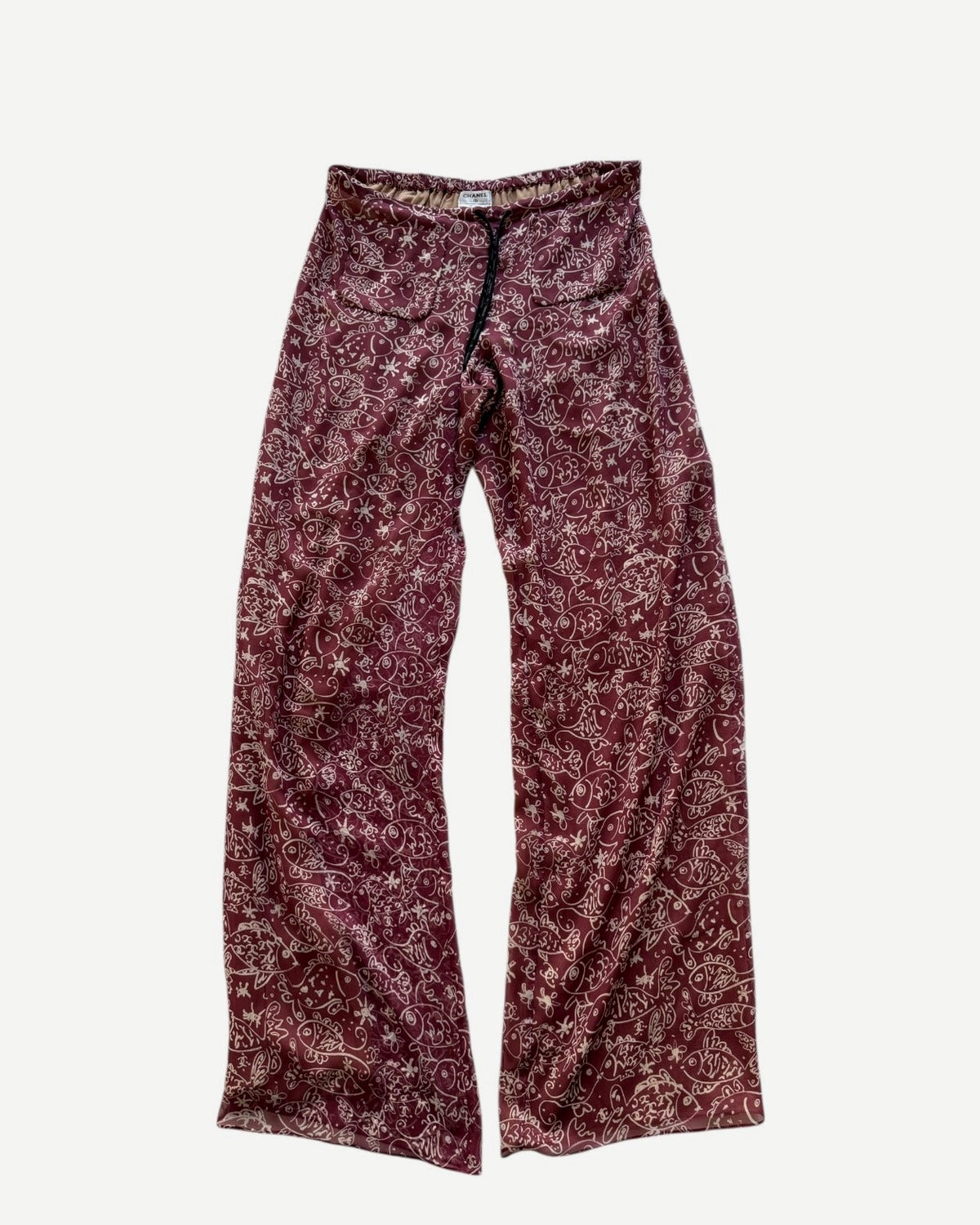 Chanel 2025 Cruise Flared Fish Print Silk Pants Sample