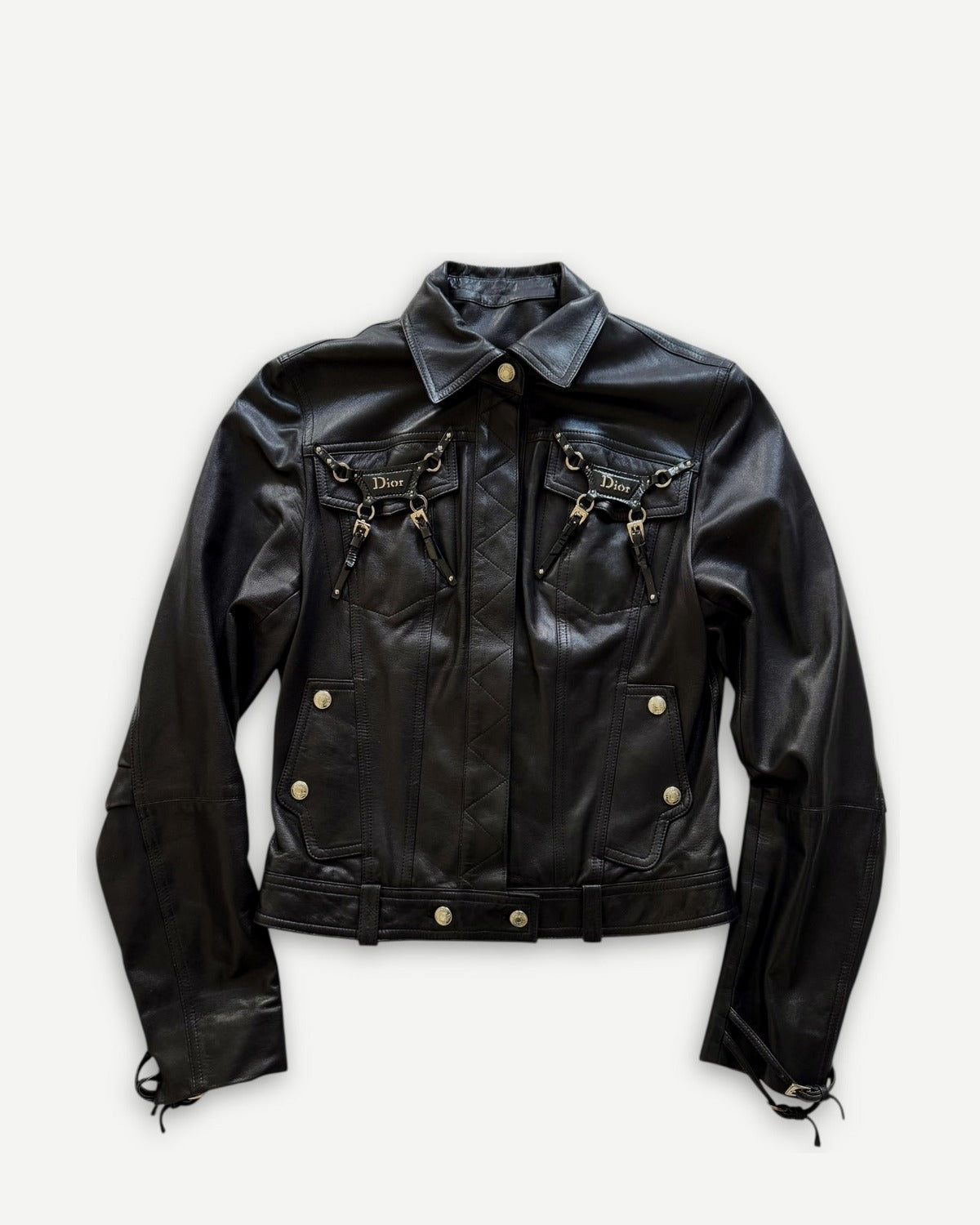 Christian Dior SS04 by John Galliano Bondage Black Leather Jacket