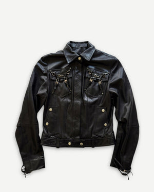 Christian Dior SS04 by John Galliano Bondage Black Leather Jacket
