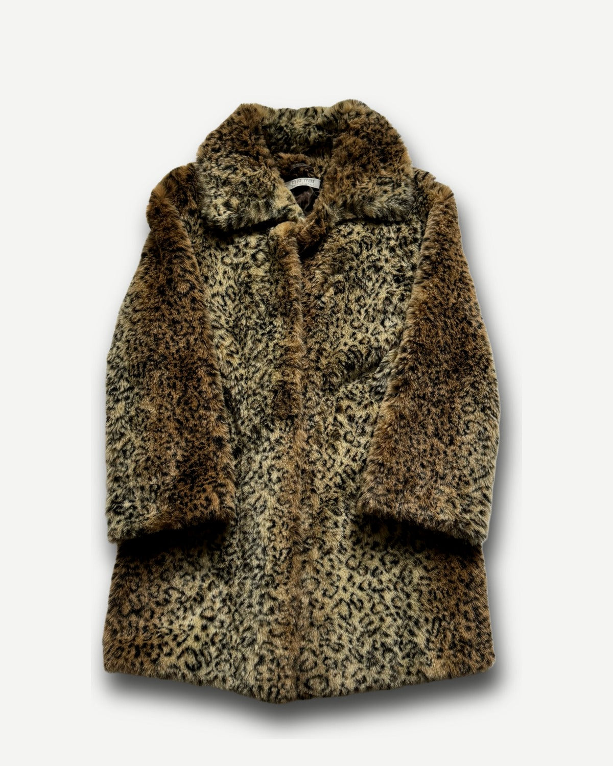 Miu Miu 2000s Leopard Print Faux Fur Coat