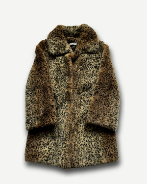 Miu Miu 2000s Leopard Print Faux Fur Coat