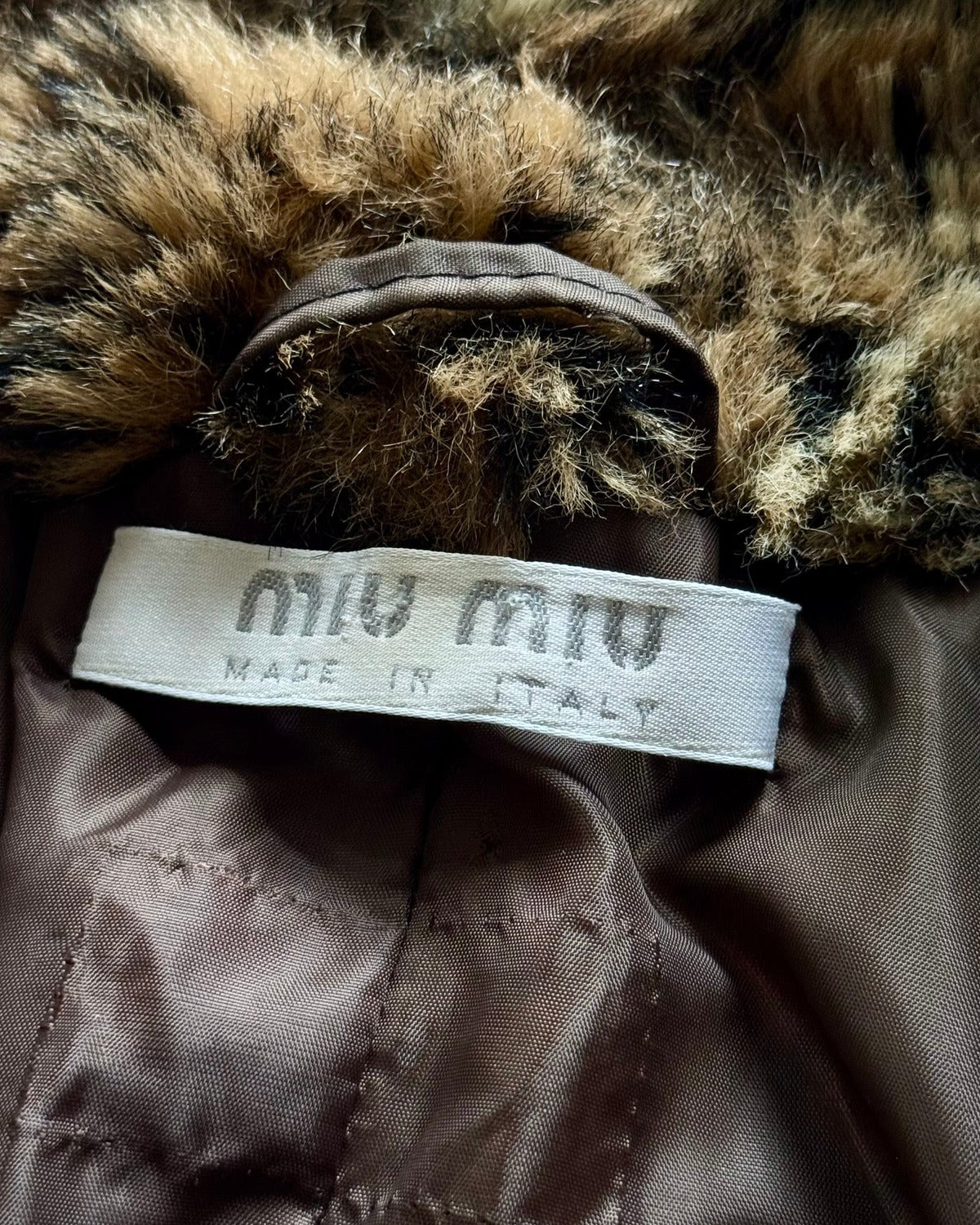 Miu Miu 2000s Leopard Print Faux Fur Coat