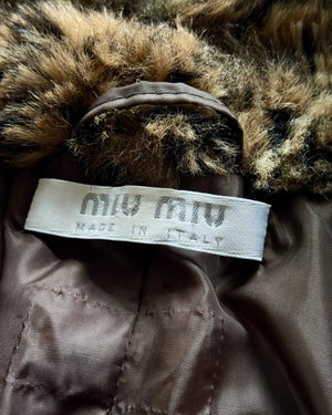 Miu Miu 2000s Leopard Print Faux Fur Coat