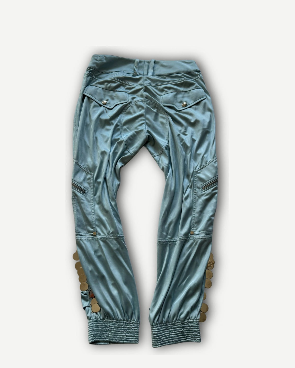 Christian Dior SS04 Baby Blue Nylon Buttoned Capri Pants