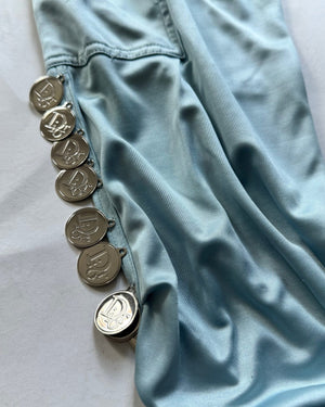 Christian Dior SS04 Baby Blue Nylon Buttoned Capri Pants