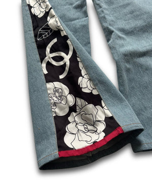 Chanel 2024 Flared Floral Cut Out Denim Sample