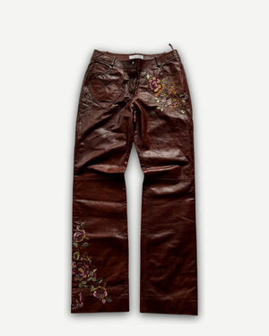 Christian Dior AW05 by John Galliano Floral Embroidered Leather Pants