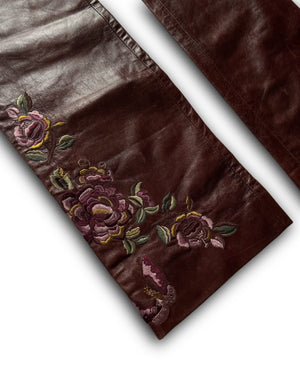 Christian Dior AW05 by John Galliano Floral Embroidered Leather Pants