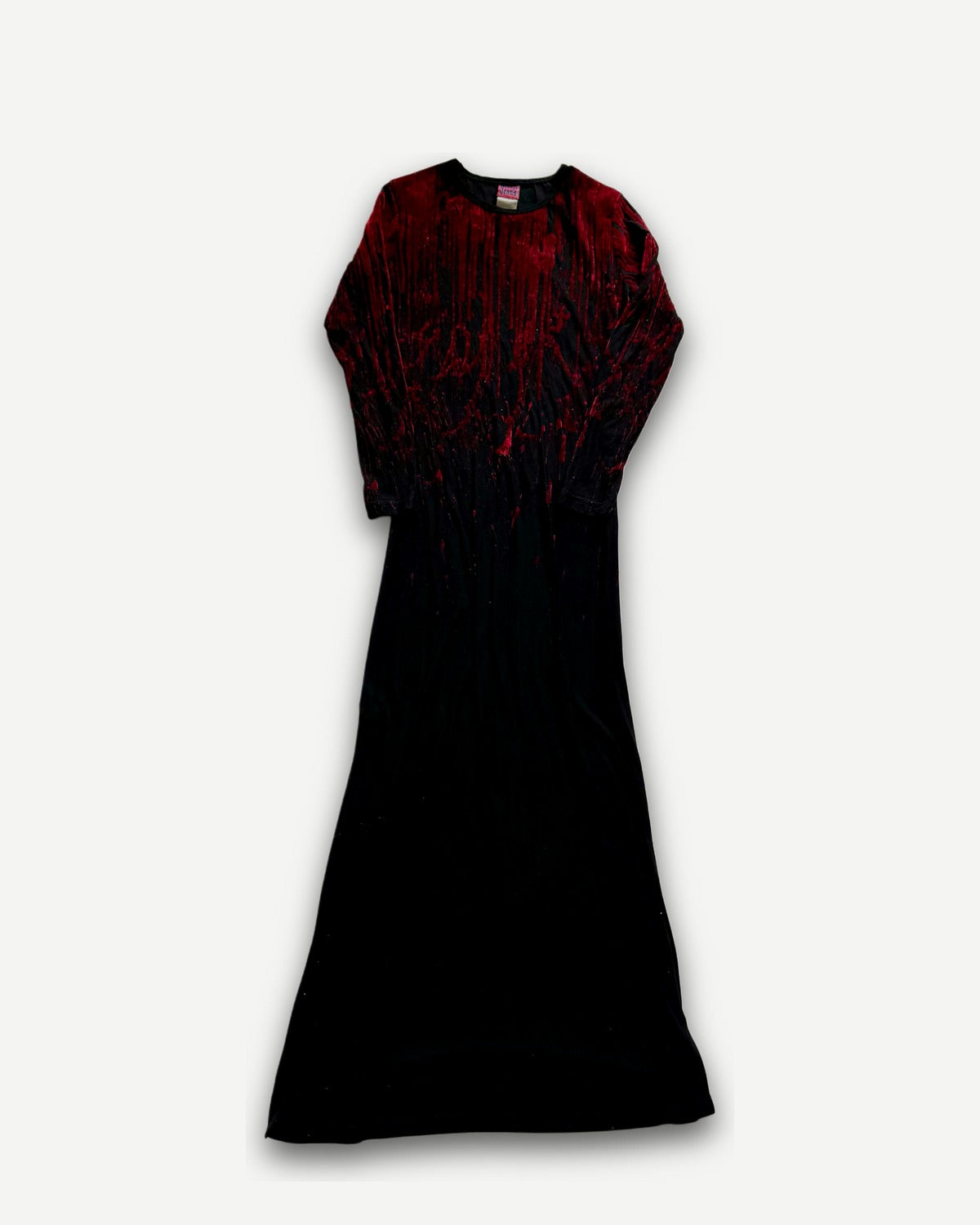 Jean Paul Gaultier Jeans AW98 Blood Drip Black Velvet Nylon Dress