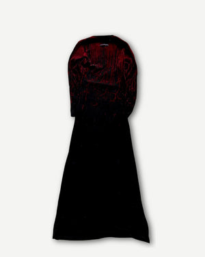Jean Paul Gaultier Jeans AW98 Blood Drip Black Velvet Nylon Dress