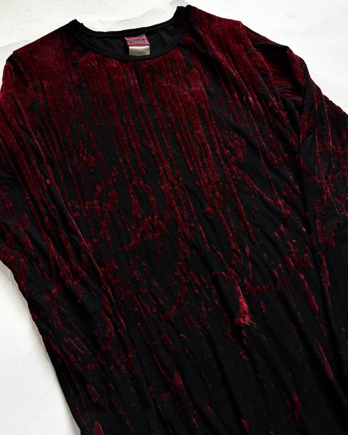 Jean Paul Gaultier Jeans AW98 Blood Drip Black Velvet Nylon Dress