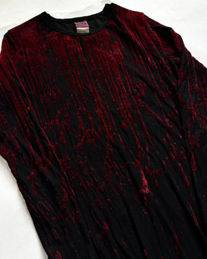 Jean Paul Gaultier Jeans AW98 Blood Drip Black Velvet Nylon Dress