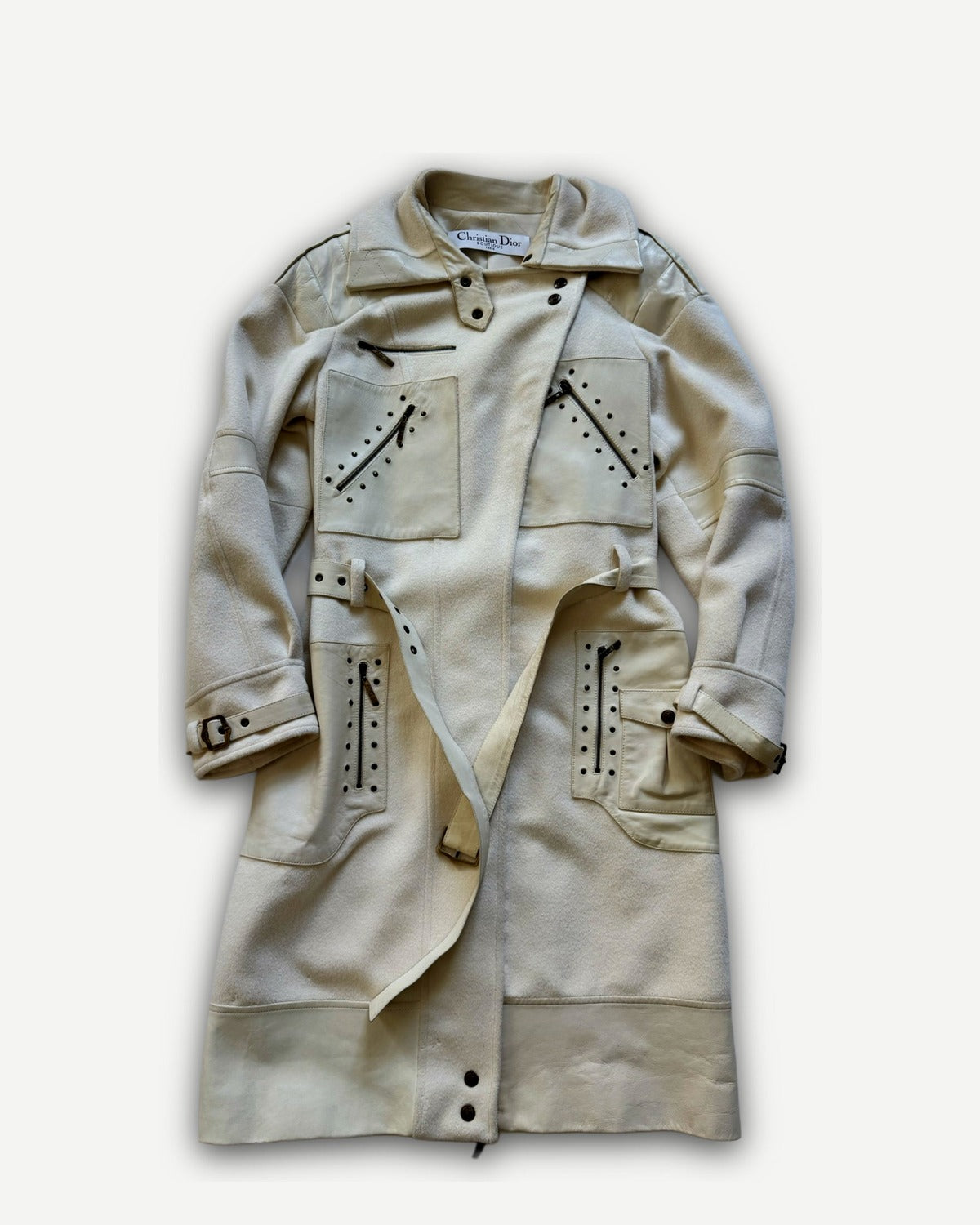 Christian Dior by John Galliano AW04 Leather Paneled Studded Coat