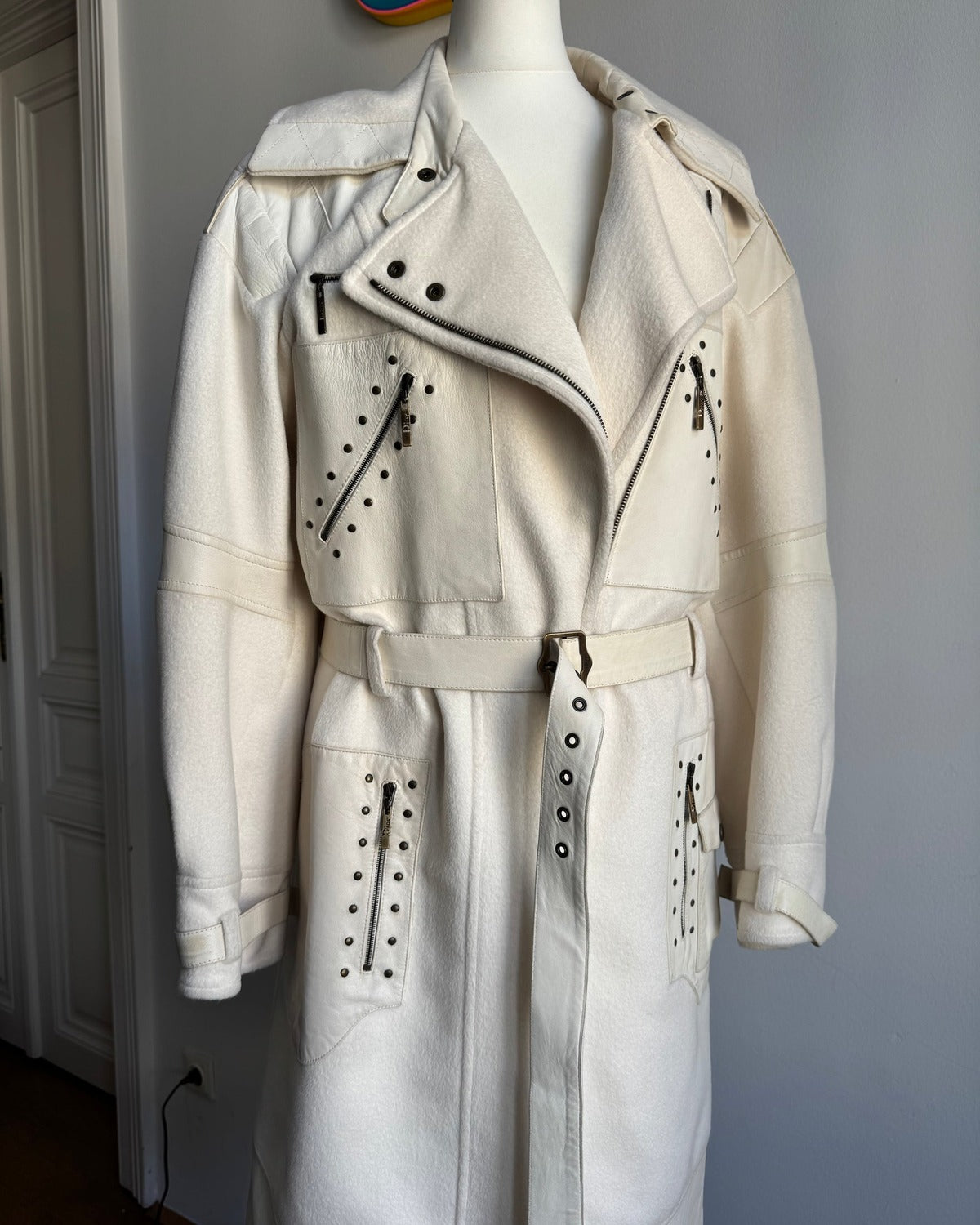 Christian Dior by John Galliano AW04 Leather Paneled Studded Coat