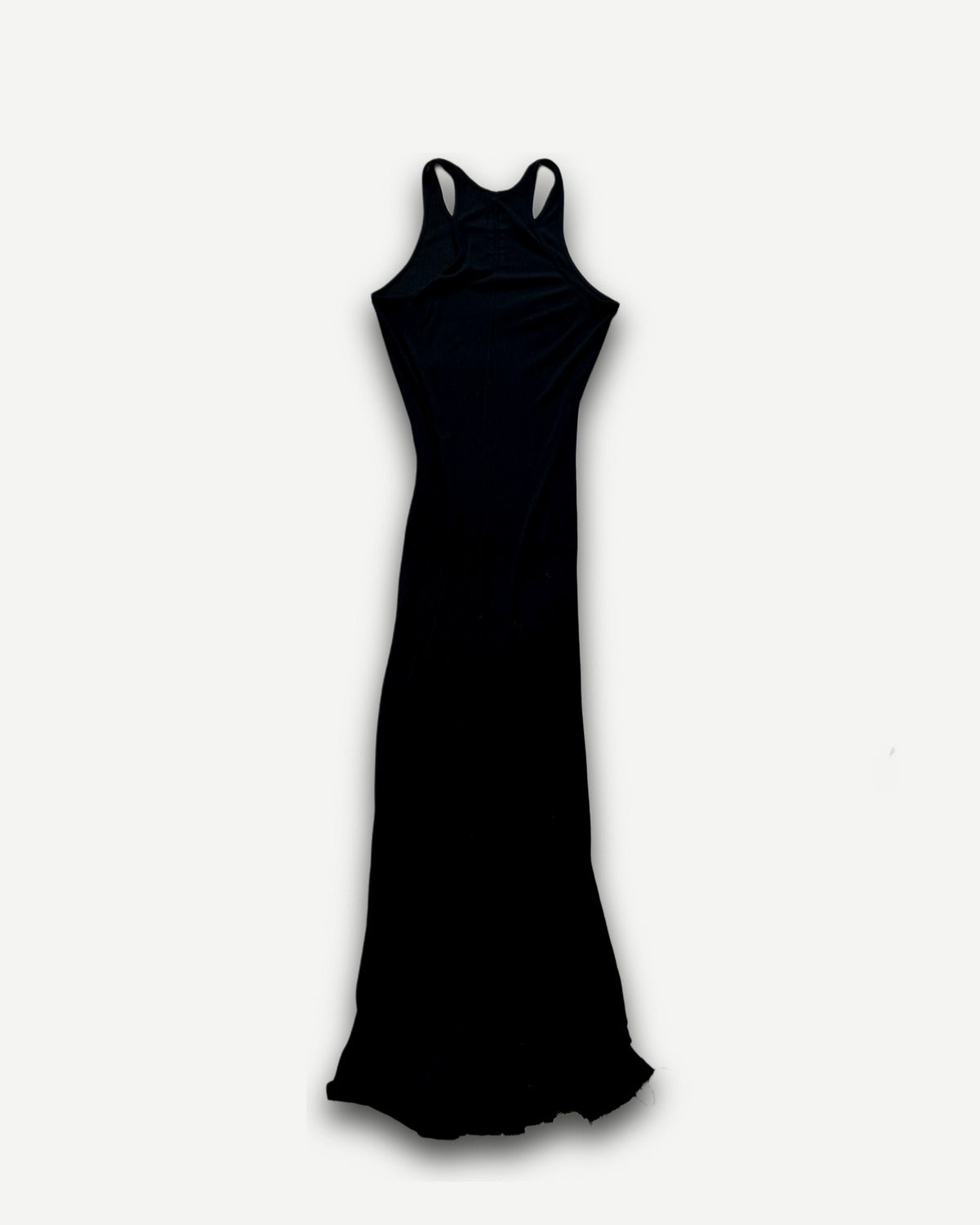 Rick Owens FW14 Black Ribbed Long Cotton Dress