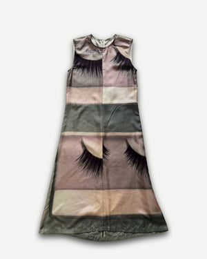 Celine SS18 by Phoebe Philo Eye Lashes Printed Silk Dress