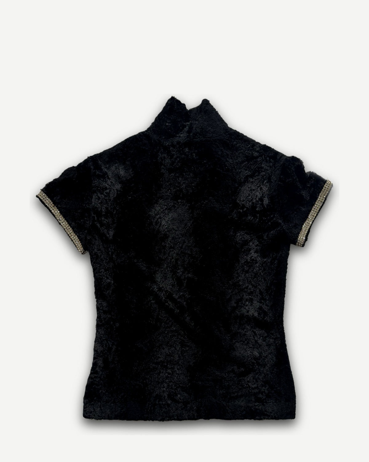Helmut lang 90s Crystal Embellished Faux Fur Top