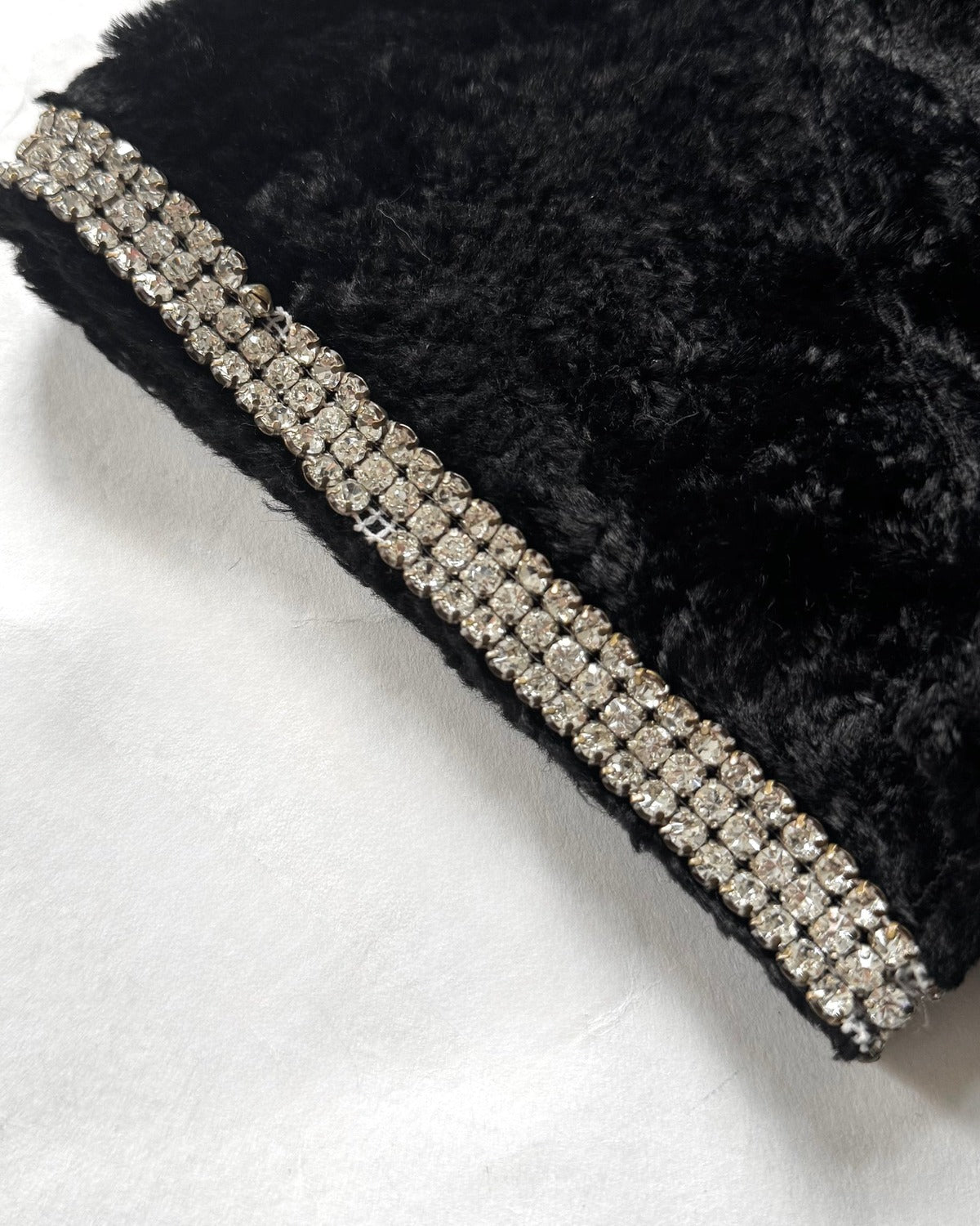 Helmut lang 90s Crystal Embellished Faux Fur Top