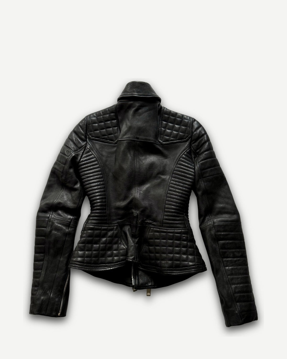 Burberry Prorsum by Christopher Bailey Padded Motorcycle Black Leather Jacket