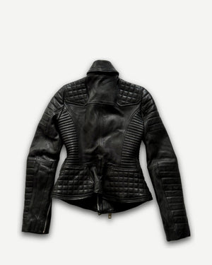 Burberry Prorsum by Christopher Bailey Padded Motorcycle Black Leather Jacket