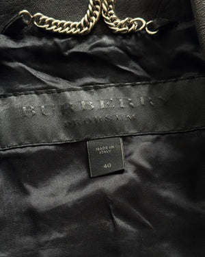 Burberry Prorsum by Christopher Bailey Padded Motorcycle Black Leather Jacket