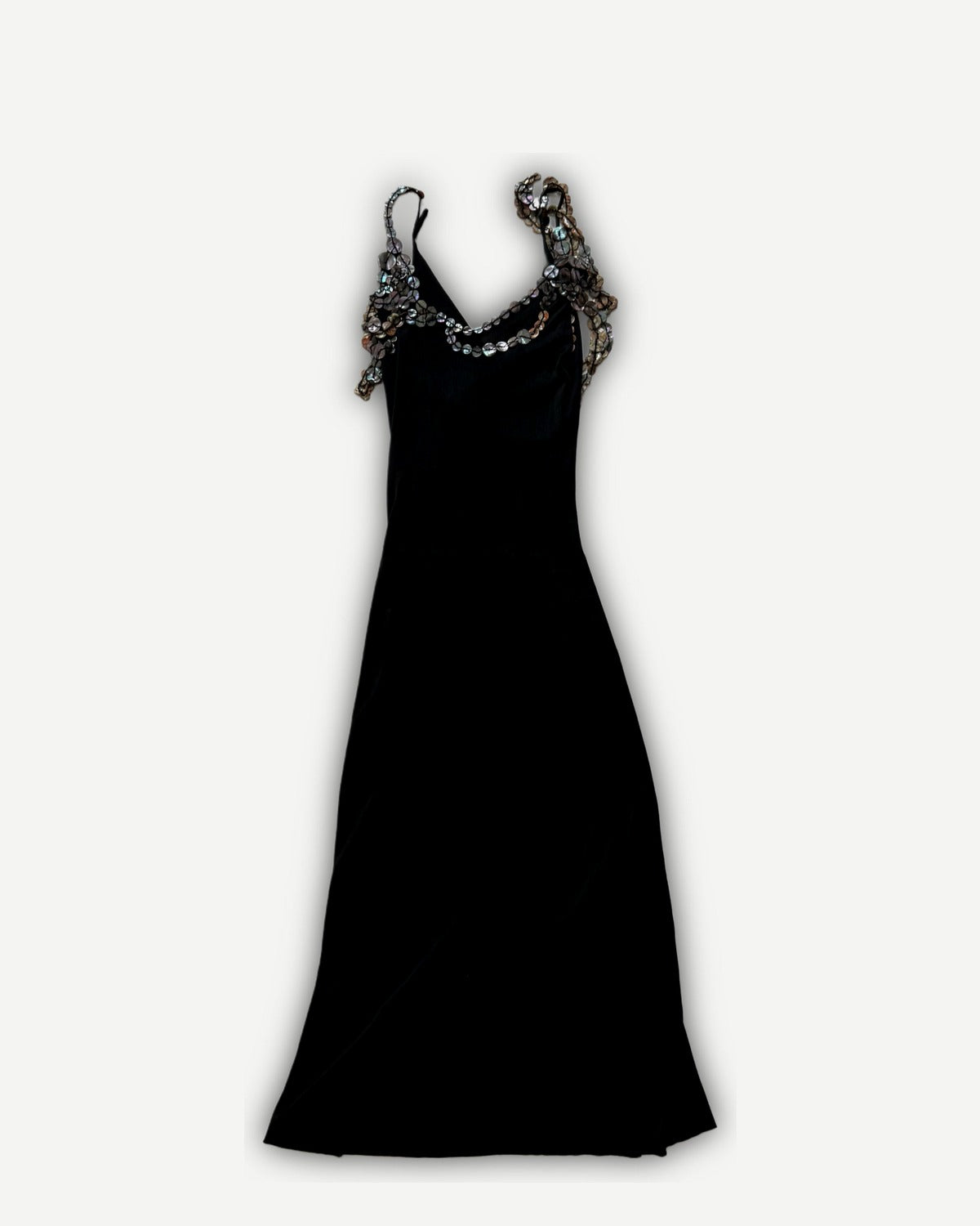 Jean Paul Gaultier 90s Mother of Pearl Embellished Black Dress