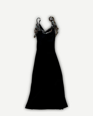 Jean Paul Gaultier 90s Mother of Pearl Embellished Black Dress