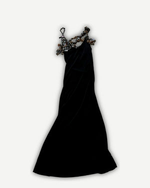 Jean Paul Gaultier 90s Mother of Pearl Embellished Black Dress