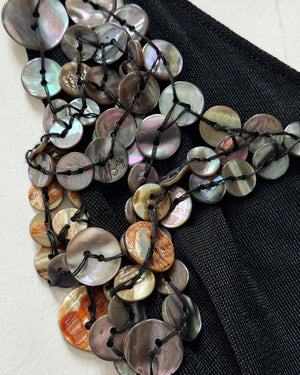 Jean Paul Gaultier 90s Mother of Pearl Embellished Black Dress