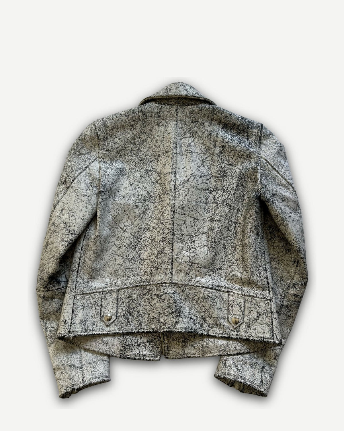 Maison Margiela MM6 AW16 Cracked White Leather Biker Jacket