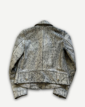 Maison Margiela MM6 AW16 Cracked White Leather Biker Jacket